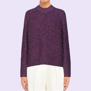 French Connection Textured Chunky Crew Neck Sweater in Purple